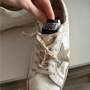 Golden Goose White Superstar Sneakers with Gray Star